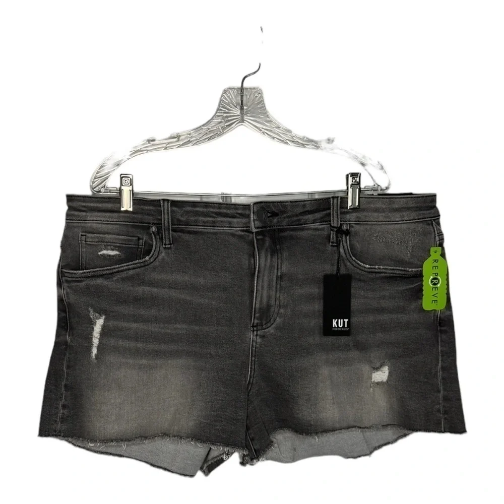 Kut From The Kloth Jane High Rise Jean Shorts in Brimming Gray Size 18 New